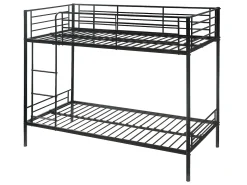 Beliche 2x90x190 cm em metal preto com estrados e colchões - DOUTIS II