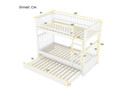 Beliche 2x90x200cm com cama de gavetão 90x190cm - com guarda-corpos e escada - Branco