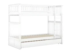 Beliche 2x90x200cm com cama de gavetão 90x190cm - com guarda-corpos e escada - Branco