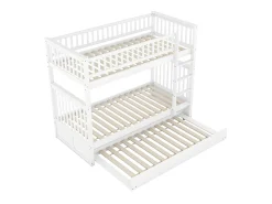 Beliche 2x90x200cm com cama de gavetão 90x190cm - com guarda-corpos e escada - Branco