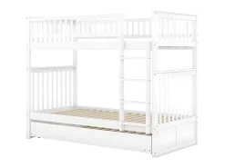 Beliche 2x90x200cm com cama de gavetão 90x190cm - com guarda-corpos e escada - Branco