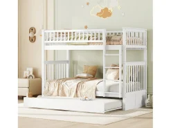 Beliches 2 x 90 x 200 cm + bicama 90 x 190 cm - Madeira MDF - Branco - ANTHONY