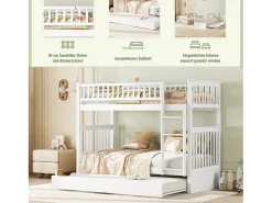 Beliches 2 x 90 x 200 cm + bicama 90 x 190 cm - Madeira MDF - Branco - ANTHONY