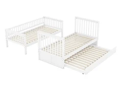 Beliches 2 x 90 x 200 cm + bicama 90 x 190 cm - Madeira MDF - Branco - ANTHONY