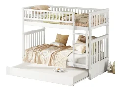 Beliches 2 x 90 x 200 cm + bicama 90 x 190 cm - Madeira MDF - Branco - ANTHONY