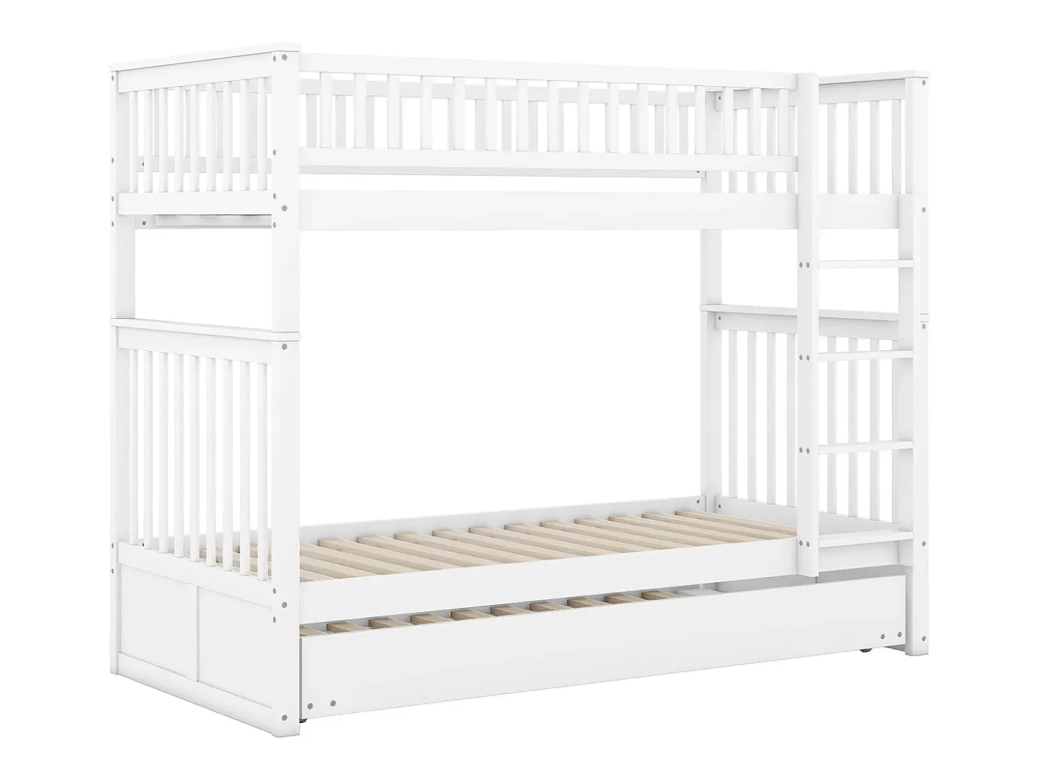 Beliches 2 x 90 x 200 cm + bicama 90 x 190 cm - Madeira MDF - Branco - ANTHONY