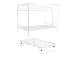 Beliches 2 x 90 x 190 cm branco com estrados e cama extra - DUOTIS