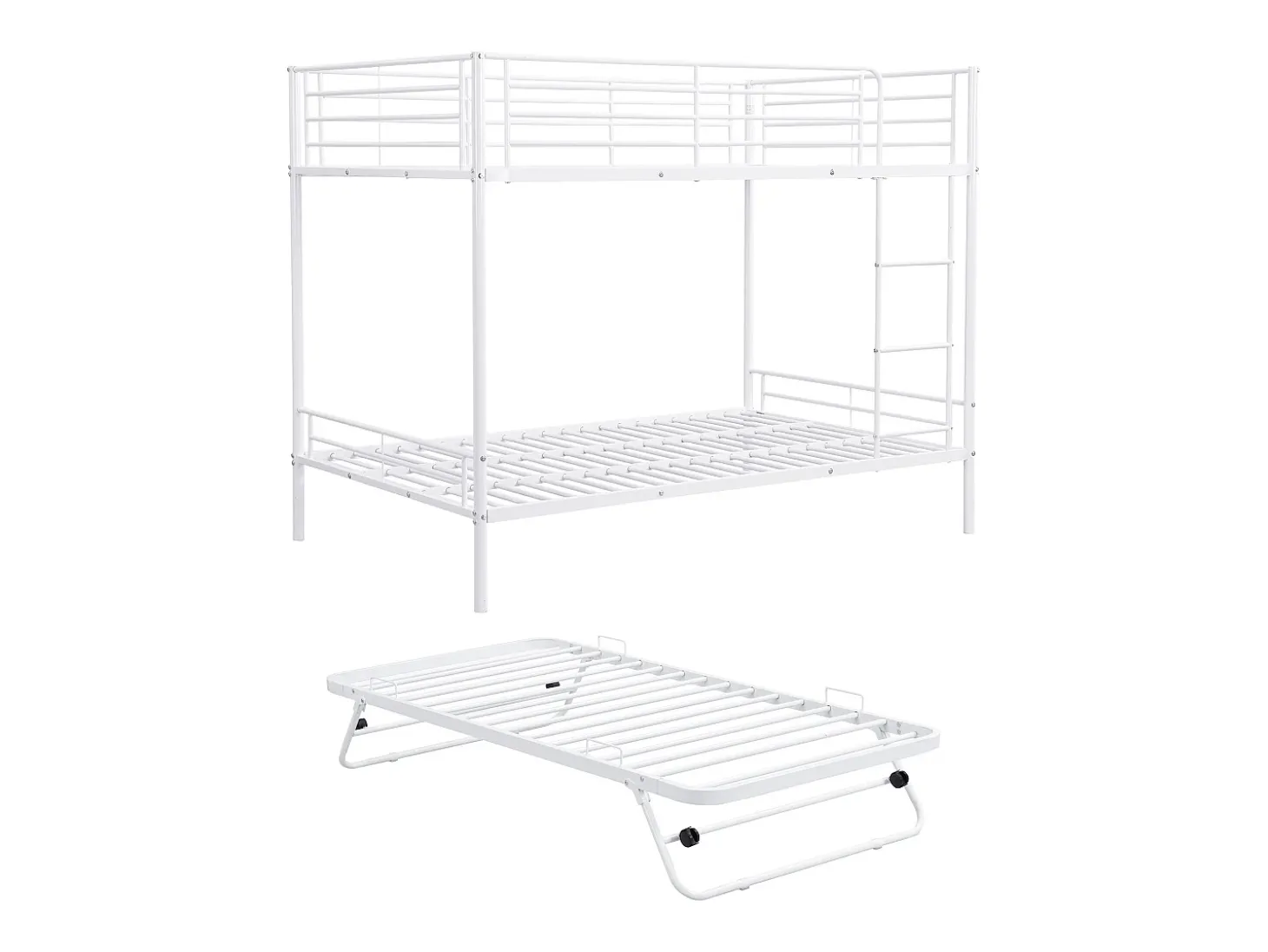Beliches 2 x 90 x 190 cm branco com estrados e cama extra - DUOTIS
