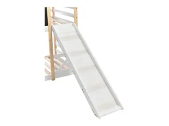 Beliches Cabane 2 x 90 x 200 cm com slide, barreiras, escada - en747 - pinho certificado branco e natural