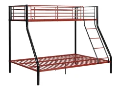 Beliches de 90 x 190 e 140 x 190 cm em aço preto e vermelho com colchão ELEVATIO IV