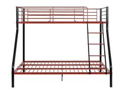 Beliches de 90 x 190 e 140 x 190 cm em aço preto e vermelho com colchão ELEVATIO IV