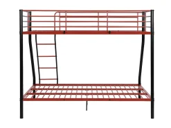 Beliches de 90 x 190 e 140 x 190 cm em aço preto e vermelho com colchão ELEVATIO IV