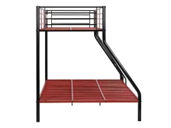 Beliches de 90 x 190 e 140 x 190 cm em aço preto e vermelho com colchão ELEVATIO IV