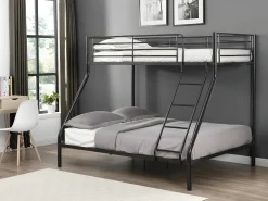 Beliches de aço preto de 90 x 190 e 140 x 190 cm com colchão ELEVATIO IV