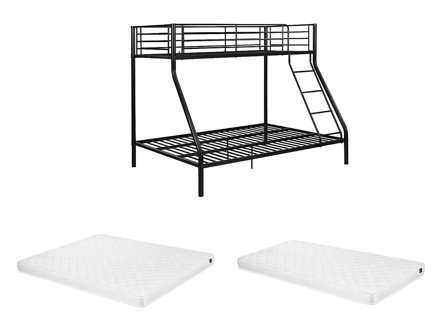 Beliches de aço preto de 90 x 190 e 140 x 190 cm com colchão ELEVATIO IV