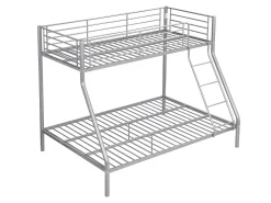 Beliches em aço prateado de 90 x 190 e 140 x 190 cm com colchão ELEVATIO IV