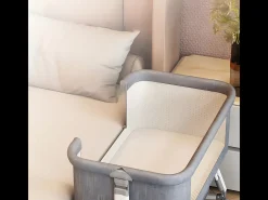 Berço de Cododo com troca de mesa, colchão, armazenamento, rede de mosquitos, rodízios, 6 alturas, 92x55x83cm