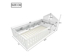 Berço 90x200 cm - com armazenamento - com porta - com ripas - branco (colchão não incluído)
