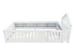 Berço 90x200 cm - com armazenamento - com porta - com ripas - branco (colchão não incluído)
