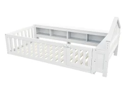 Berço 90x200 cm - com armazenamento - com porta - com ripas - branco (colchão não incluído)