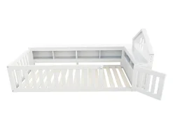 Berço 90x200 cm - com armazenamento - com porta - com ripas - branco (colchão não incluído)