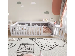 Berço 90x200 cm - com arrumação - com porta - com ripas - branco (colchão não incluído)