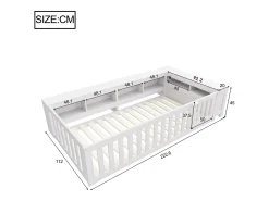 Berço 90x200 cm - com arrumação - com porta - com ripas - branco (colchão não incluído)