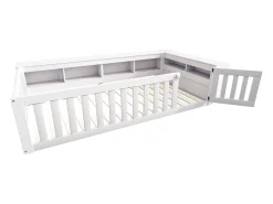 Berço 90x200 cm - com arrumação - com porta - com ripas - branco (colchão não incluído)