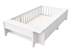 Berço 90x200 cm - com arrumação - com porta - com ripas - branco (colchão não incluído)