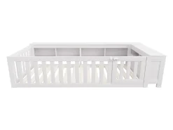Berço 90x200 cm - com arrumação - com porta - com ripas - branco (colchão não incluído)