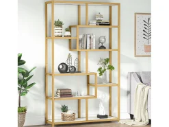 Biblioteca de 8 andares, 100 x 30 x 180 cm Estante independente, estante sobre pés Estantes de armazenamento decorativas