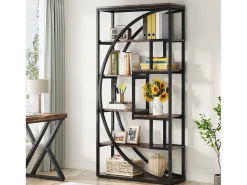 Biblioteca Industrial de 5 Níveis, Biblioteca com 180 cm de Altura com 8 Prateleiras de Armazenamento Abertas