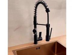 Big Hotto misturador para lava-loiça com chuveiro móvel preto Essebagno