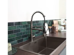 Big Pro Misturadora de lavatório com chuveiro móvel cinza metálico Essebagno