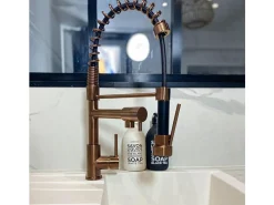 Big Pro Misturadora de lavatório com chuveiro móvel cobre escovado Essebagno
