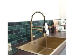 Big Pro Misturadora de lavatório com chuveiro móvel ouro escovado Essebagno