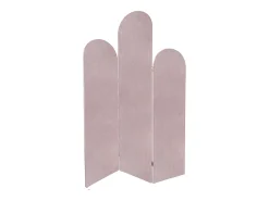Biombo assimétrico 3 painéis em veludo, L. 120 x A. 180 cm, Rosa, CARMIDA