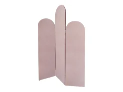 Biombo assimétrico 3 painéis em veludo, L. 120 x A. 180 cm, Rosa, CARMIDA