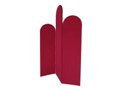 Biombo assimétrico de 3 painéis em veludo, L. 120 x A. 180 cm, Vermelho, CARMIDA