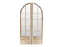 Biombo de madeira com efeito patinado - 2 painéis - L. 96 x A. 180 cm - Natural - KEDIRI
