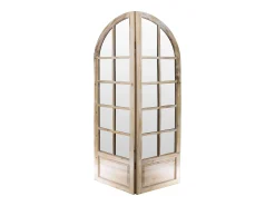 Biombo de madeira com efeito patinado - 2 painéis - L. 96 x A. 180 cm - Natural - KEDIRI