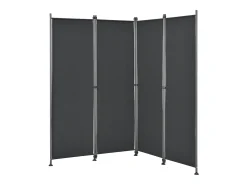 Biombo de privacidade de poliéster com 4 painéis 215 x 170 cm preto 03_0006553