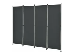 Biombo de privacidade de poliéster com 4 painéis 215 x 170 cm preto 03_0006553