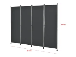 Biombo de privacidade de poliéster com 4 painéis 215 x 170 cm preto 03_0006553