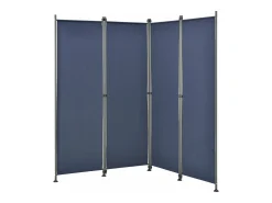 Biombo de privacidade de poliéster com 4 painéis 215 x 170 cm azul escuro 03_0006551