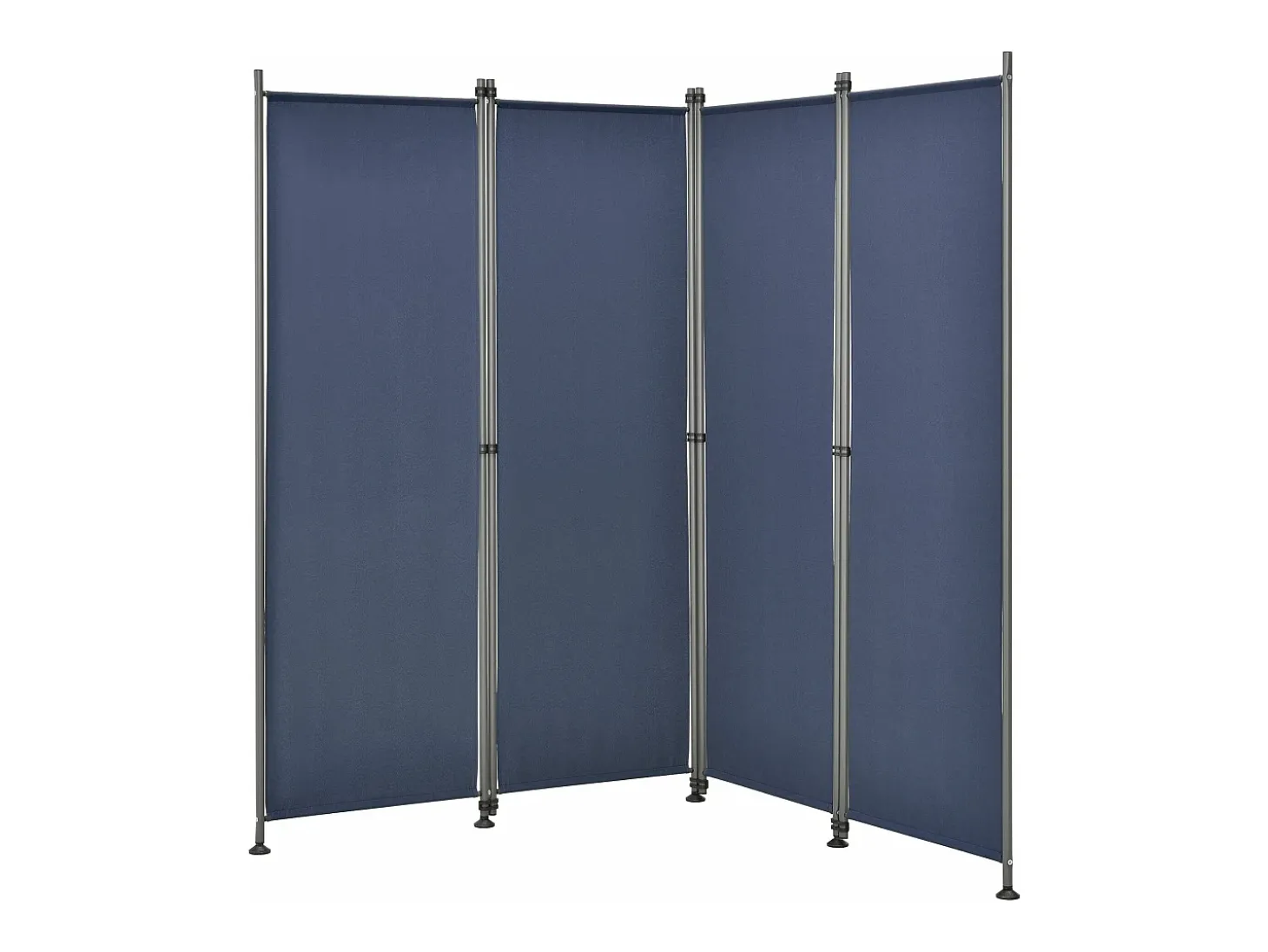 Biombo de privacidade de poliéster com 4 painéis 215 x 170 cm azul escuro 03_0006551