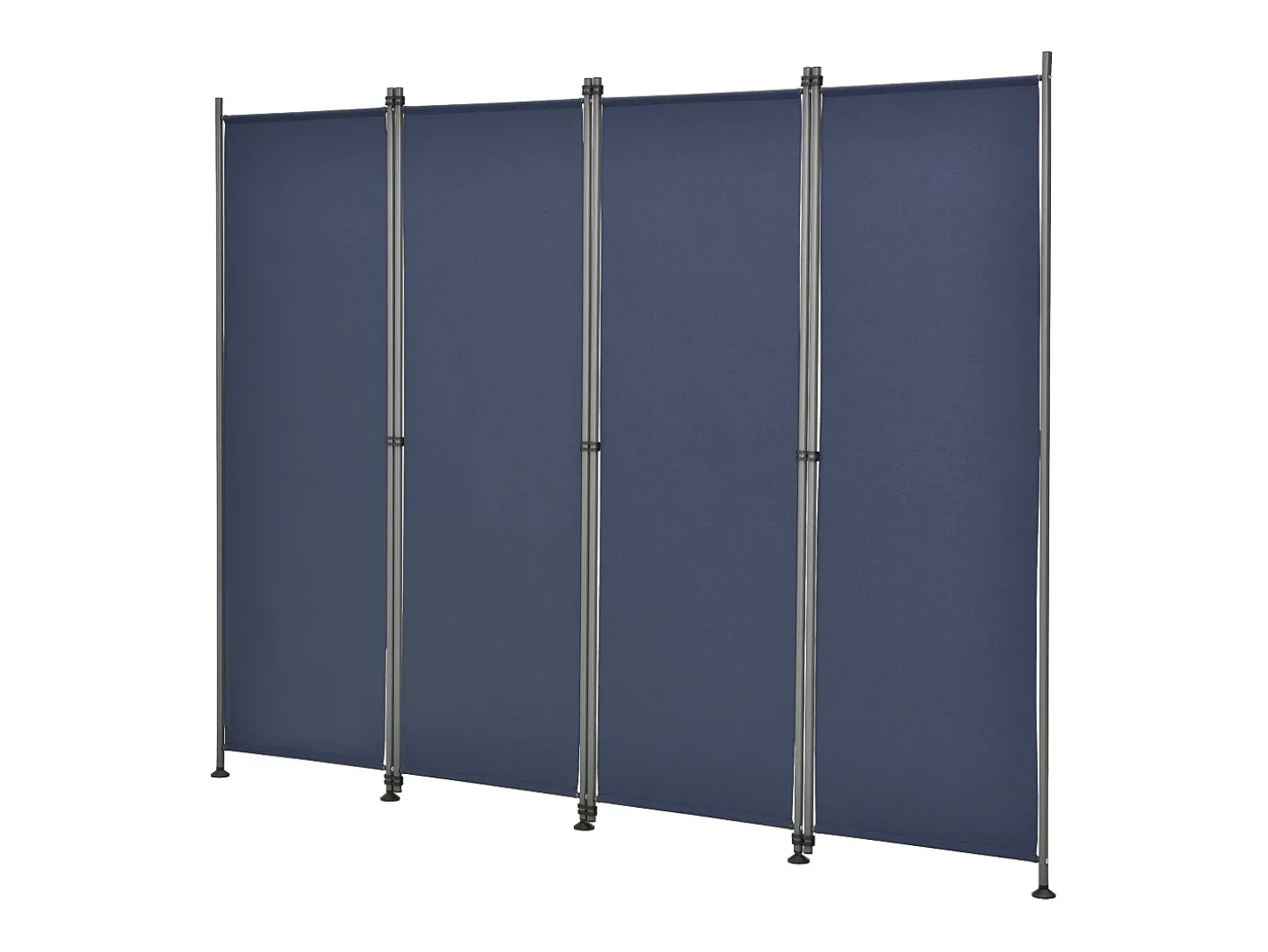 Biombo de privacidade de poliéster com 4 painéis 215 x 170 cm azul escuro 03_0006551
