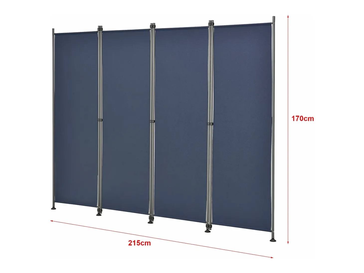 Biombo de privacidade de poliéster com 4 painéis 215 x 170 cm azul escuro 03_0006551