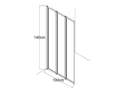 Biombo dobrável para banheira em metal preto fosco estilo industrial, 100 x 140 cm, DISTRICT