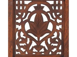Biombo esculp mão 3 painéis 120x165cm mangueira maciça castanho